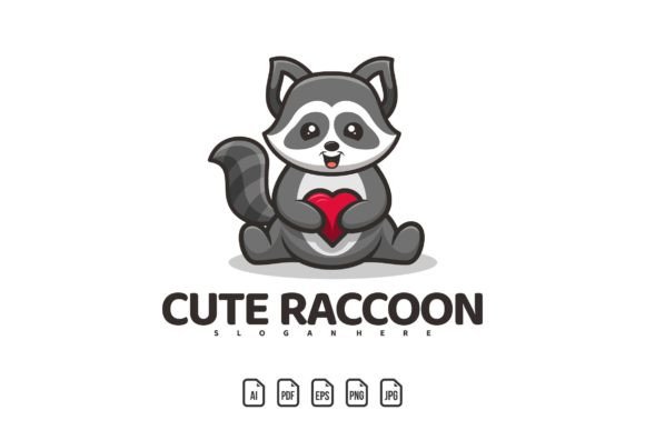 A Valentine’s Cute Raccoon Mascot Logo That Adapts to Multiple Design Needs