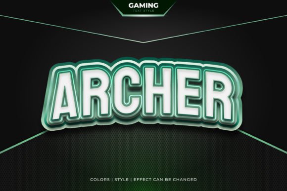 Archer Game Text Effect: White & Green 3D Embossed