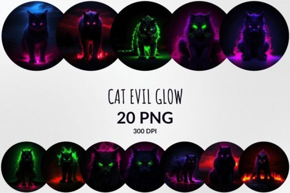 Cat Evil Glow Sublimation Clipart Bundle: A Digital Toolkit for Mystical Design