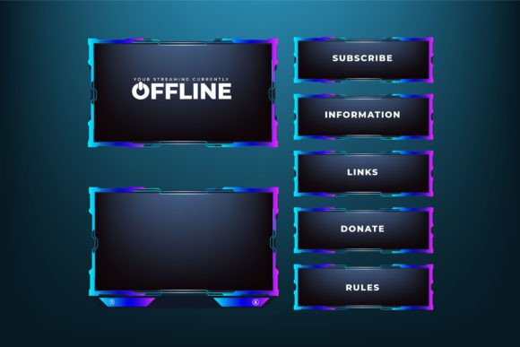 Futuristic Overlay Screen Panel Vector: Purple & Blue Gaming Frames