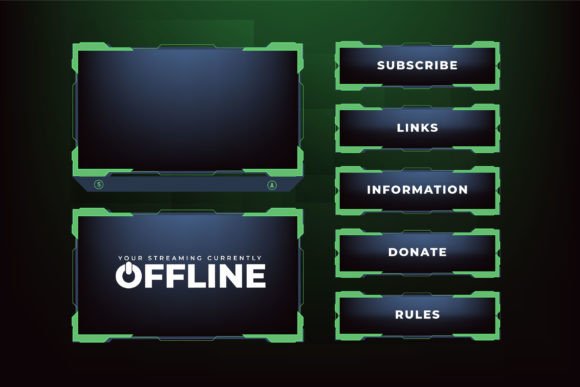 Green Streaming Overlay Template Vector for Modern Gamers